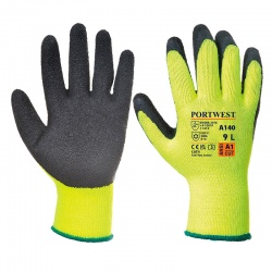 Portwest A140 Thermal Grip Black and Yellow Gloves