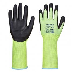 Portwest A632 Vis-Tex Cut-Resistant Long Cuff Gauntlet Gloves (Green/Black)