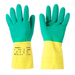 Size 8.5 to 9 Ansell 87-900 Bi-Colour Chemical Resistant Safety Gloves 