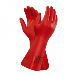 Ansell Solvex 37-900 Red Nitrile Chemical-Resistant Gauntlets