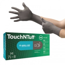 Ansell TouchNTuff 93-250 Black Disposable Nitrile Gloves
