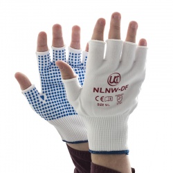 UCi NLNW-DF White Fingerless Low-Linting PVC-Dotted Gloves