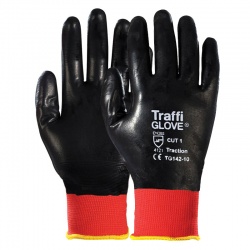 TraffiGlove TG142 Traction Nitrile Coated Cut Level 1 Handling Gloves